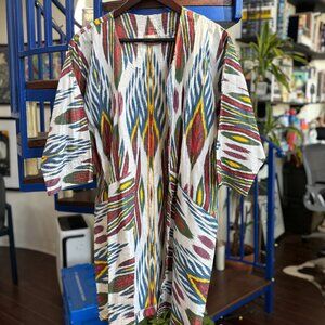 Vintage Striped Kimono-Style Jacket Indigo Multi Size L